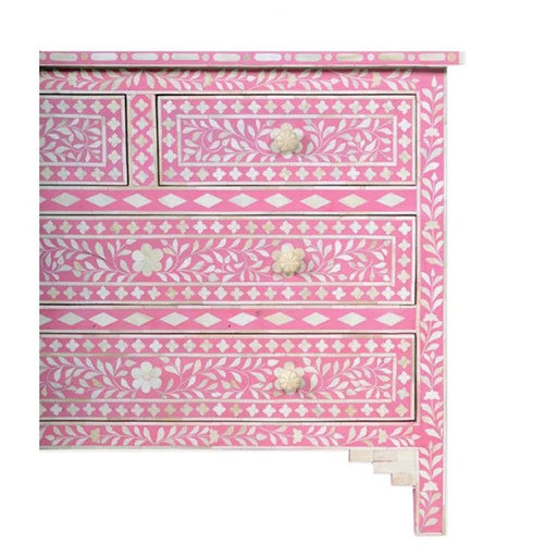 Bone Inlay Chest 4-Drawer Floral - Pink