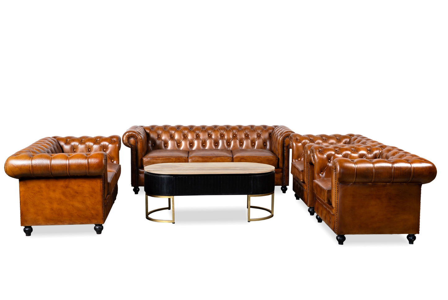 Vintage Brown Leather Prestige Collection Sofa set