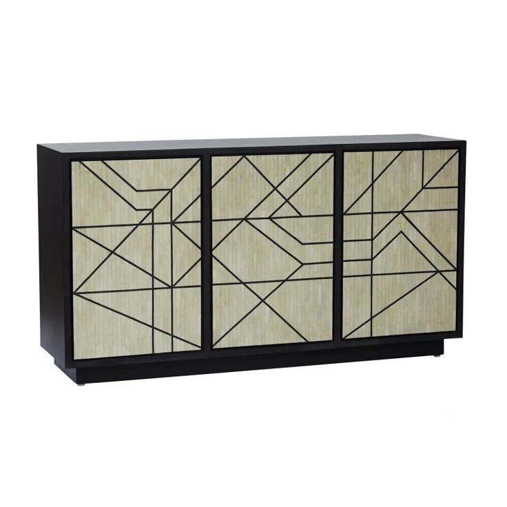 Abstract Sideboard - Black & White Bone Inlay -