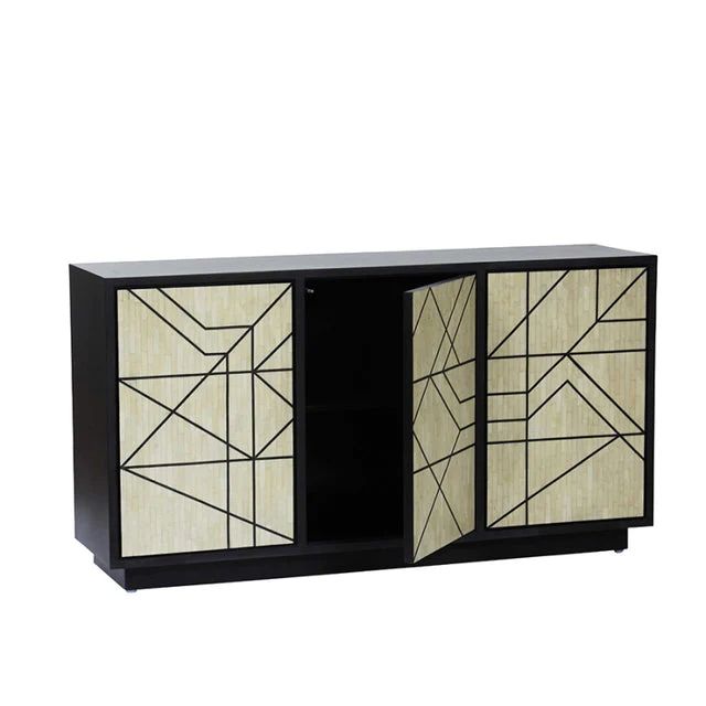 Abstract Sideboard - Black & White Bone Inlay -