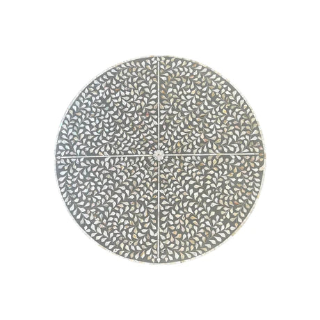 Table basse avec incrustation de perles - Gris floral